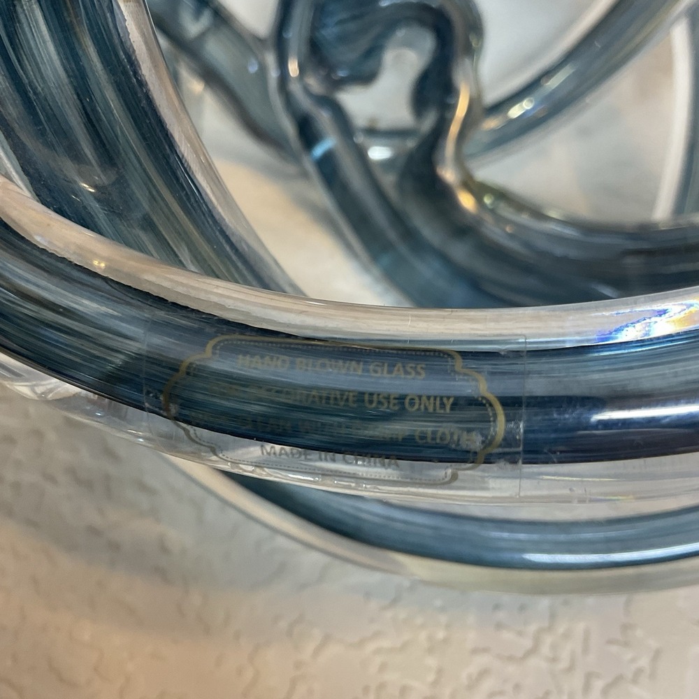 Large Hand-Blown Glass Infinity Knot Dculpture Modern Abstract Decor 7.75"x7.25" - Picture 8 of 15